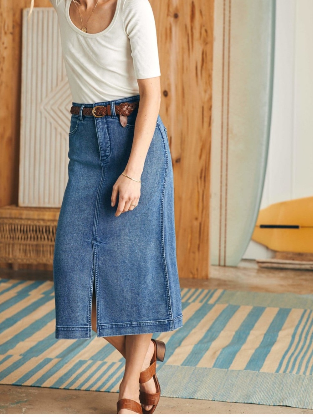 Faherty Stretch Terry Midi Skirt size 0